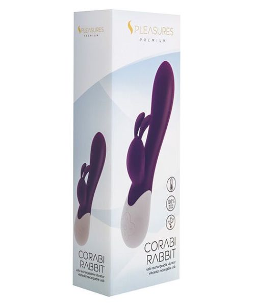 Вібратор-кролик S Pleasures Premium Corabi Rabbit, фіолетовий, вушка для клітора, 16 режимів, нагрів
