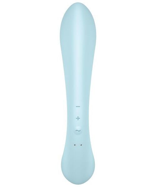 Двосторонній вібратор-кролик Satisfyer Triple Oh Light Blue, 3 мотори, руків’я-масажер
