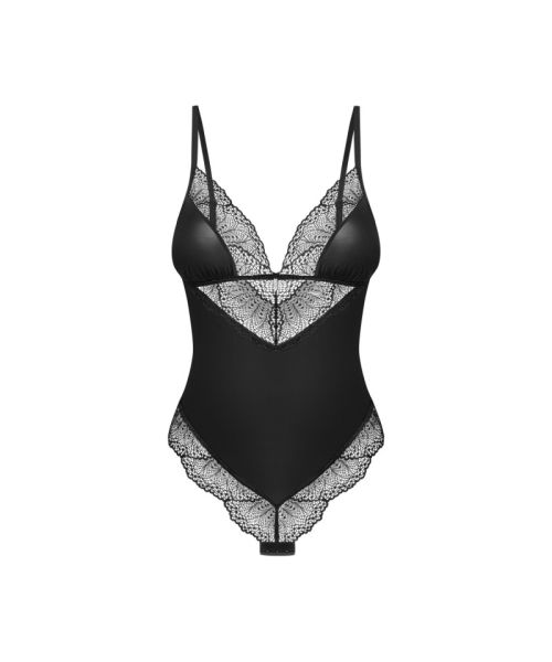 Тедді Obsessive Lobellis teddy, M/L, чорне, ліф з м’якою чашкою, відкрита спина, низ-стрінги
