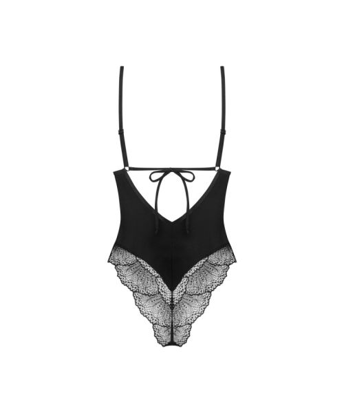 Тедді Obsessive Lobellis teddy, M/L, чорне, ліф з м’якою чашкою, відкрита спина, низ-стрінги