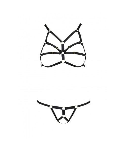 Комплект білизни зі стреп Passion Exclusive ARMANDA SET L/XL, black