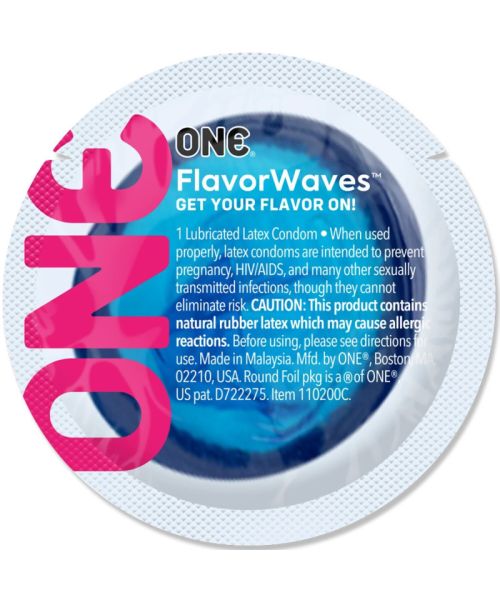 Ароматизований презерватив ONE FlavorWaves Bubblegum, 1 шт, фіолетовий, запах жувальної гумки