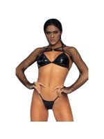 Комплект білизни Leg Avenue Bikini top, g-string & shrug One size Black, фетиш-болеро, ліф, стрінги