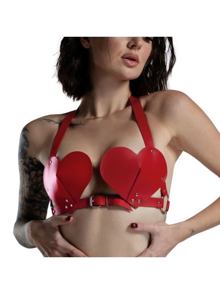 Ліф Серце з натуральної шкіри Feral Feelings - Hearts Bra Red
