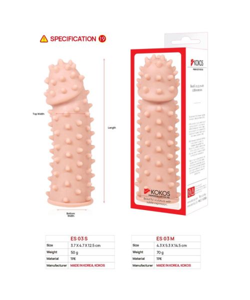 Насадка на член Kokos Extreme Sleeve ES.03 розмір S, потовщувальна, стимулюючий рельєф