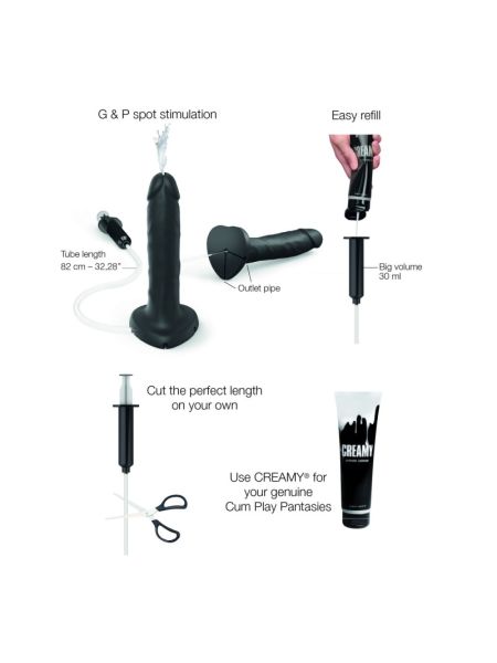 Фалоімітатор, що кінчає Strap-On-Me Squirting Cum Dildo Realistic Black, діам. 3,5 см, силікон