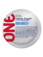 Презерватив ONE Tattoo Touch Blue, 1 шт, блакитний, з рельєфом у вигляді татуювання