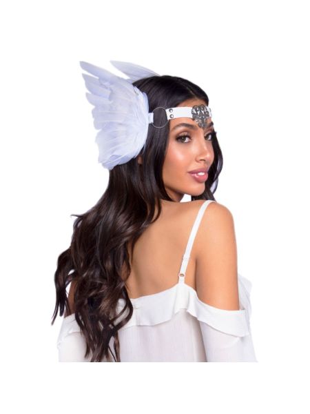 Пов’язка на голову з крилами Leg Avenue Feather headband White, пір’я та натуральна шкіра