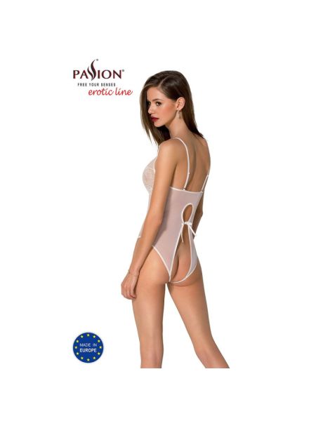 Боді з ажурним декором та відкритим кроком Passion URSULA BODY L/XL, white
