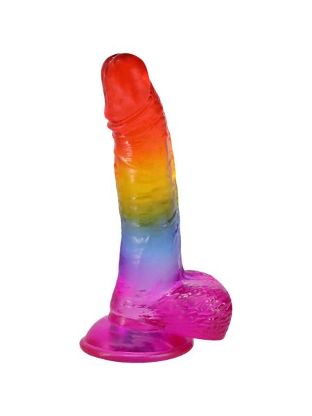 Фалоімітатор Doc Johnson Crystal Jellies - Realistic cock with balls 8.5 Inch - Rainbow