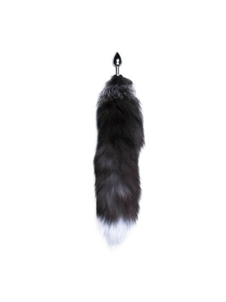 Металева анальна пробка Лисячий хвіст Alive Black And White Fox Tail S, діаметр 2,9 см