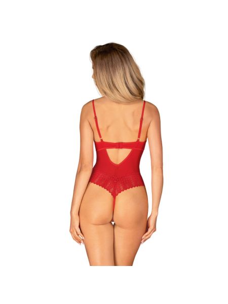 Боді з доступом Obsessive Ingridia crotchless teddy XL/2XL, червоне, відкриті груди