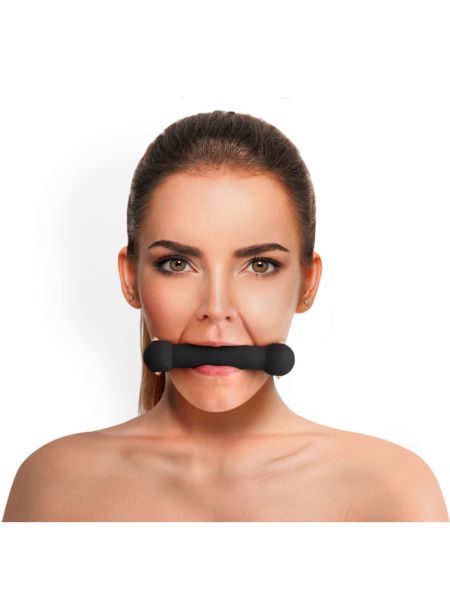 Кляп-палиця на ременях Art of Sex – Gag Stick Silicon, чорний, натуральна шкіра