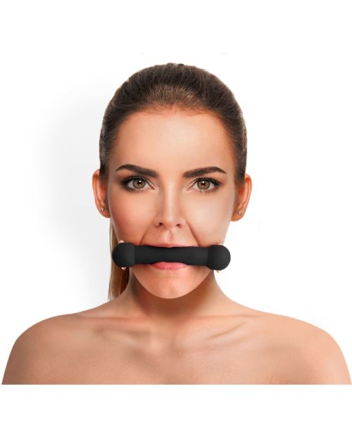 Кляп-палиця на ременях Art of Sex – Gag Stick Silicon, чорний, натуральна шкіра