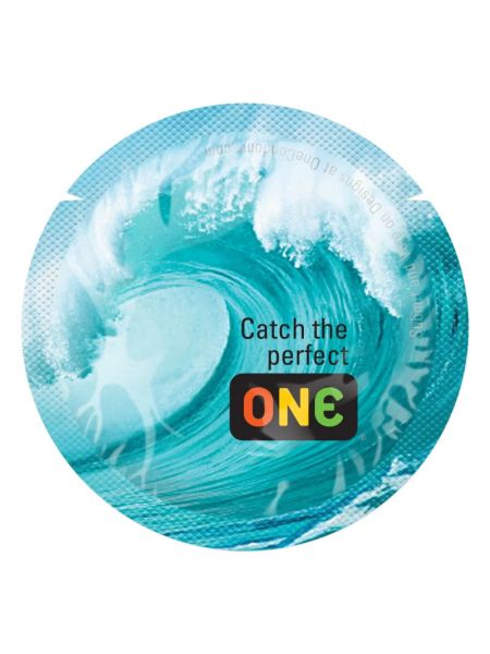 Презерватив ONE Color Sensations Catch the perfect ONE, 1 шт, бірюзовий, гладенький, зі змазкою
