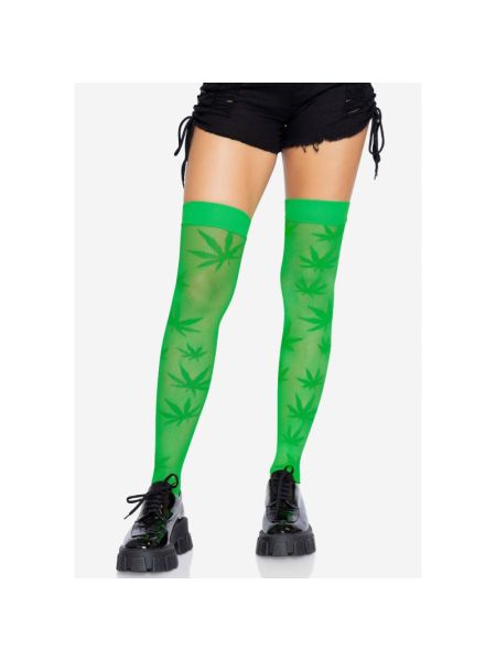 Панчохи з малюнком Leg Avenue 420 Net thigh highs Green