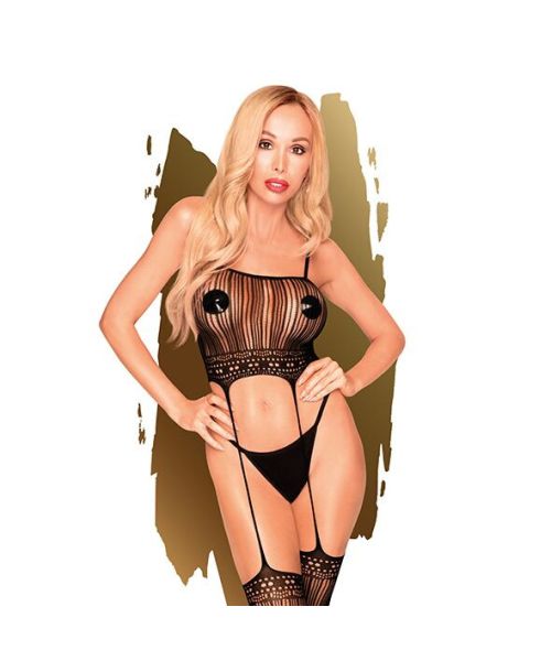 Бодістокінг з топом та панчохами на підв'язках Penthouse - Sex Dealer Black XL
