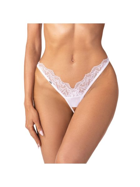 Трусики-стрінги з мереживом Obsessive Arrowel White crotchless thong L/XL
