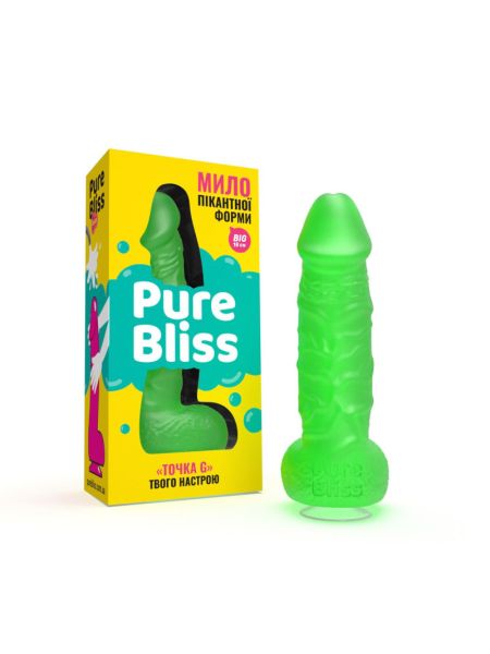Мило у формі пеніса Pure Bliss BIG Green, крафтове мило-член, натуральне
