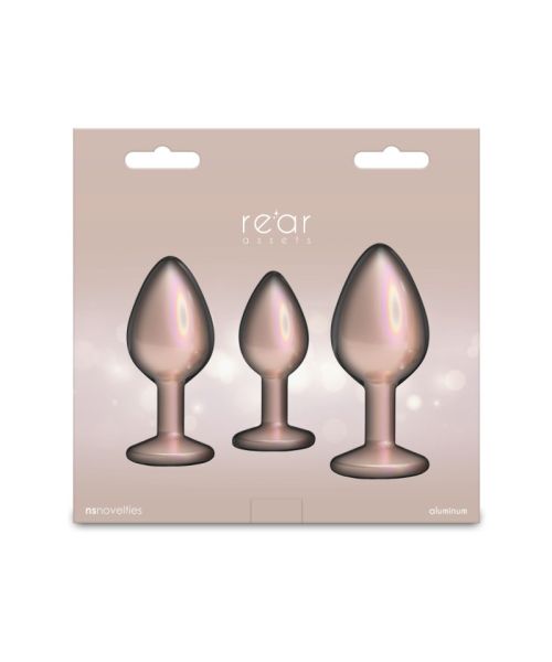 Набір анальних пробок NS Novelties Rear Assets - Trainer Kit - Iridescent Champagne - Clear Gem