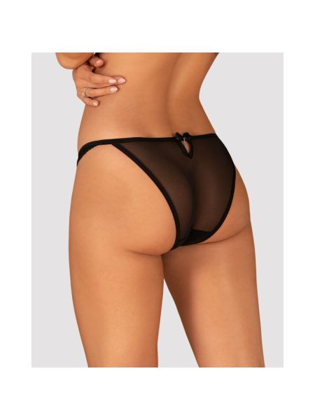 Напівпрозорі трусики з підвіскою Obsessive Ivannes panties black 2XL/3XL, чорні