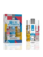 Набір JO Tri-Me Triple Pack — Classics (3×30 мл) водна, силіконова та смакова змазка