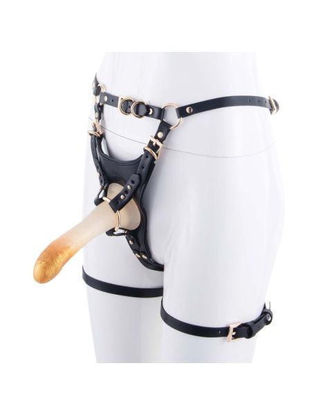Страпон LOCKINK SEVANDA Queen Sheba Strapon Golden Dildo, регульовані кріплення, силіконовий дилдо