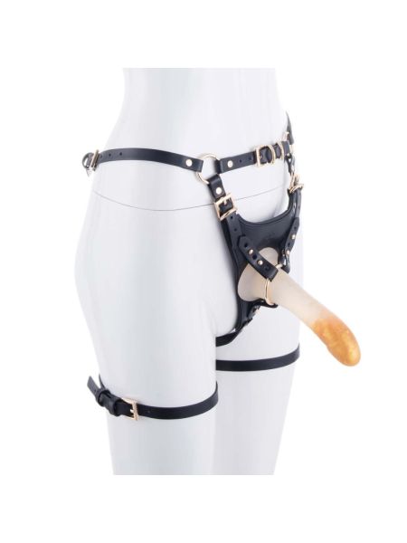 Страпон LOCKINK SEVANDA Queen Sheba Strapon Golden Dildo, регульовані кріплення, силіконовий дилдо