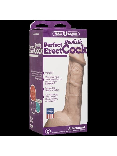 Фалоімітатор Doc Johnson - 7 Inch Perfect Erect Cock, велика головка, Vac-U-Lock