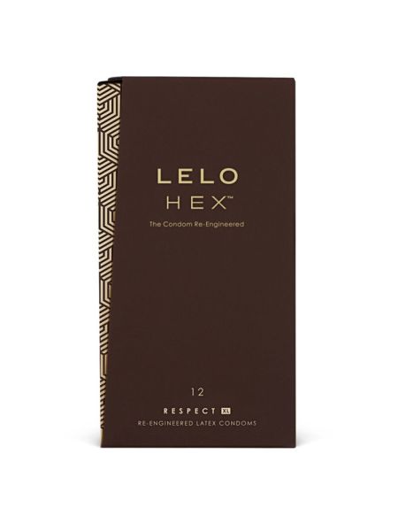 Презервативи LELO HEX Condoms Respect XL 12 Pack, тонкі та суперміцні, збільшений розмір