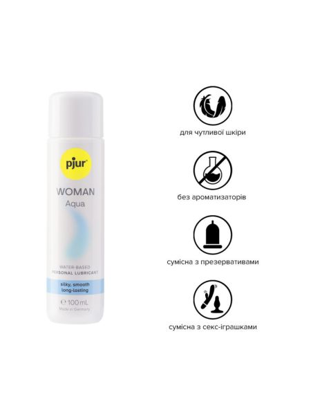 Лубрикант на водній основі pjur Woman Aqua 100 мл, для інтенсивного ковзання, зволоження та догляд