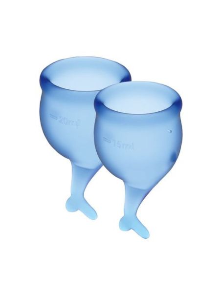Набір менструальних чаш Satisfyer Feel Secure (dark blue), 15мл і 20мл, мішечок для зберігання