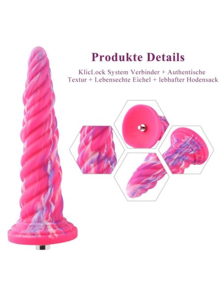 Фантазійний фалоімітатор 10.12″ для секс-машин Hismith Silicone Dildo rose Monster Series, KlicLok