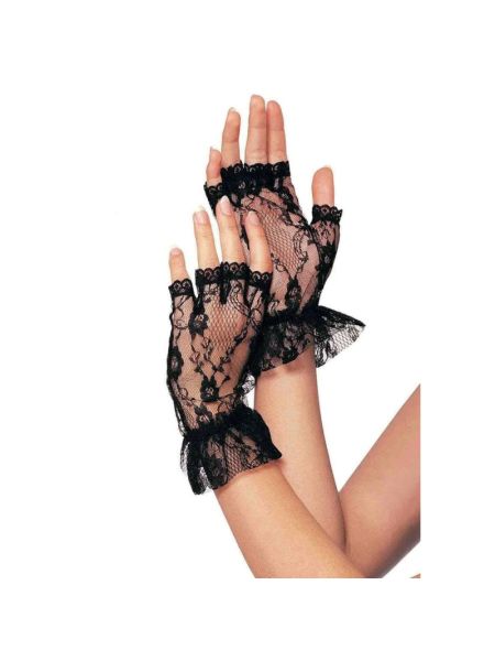 Короткі рукавички-гловелети Leg Avenue Wrist length fingerless gloves, One Size, чорні, сітка