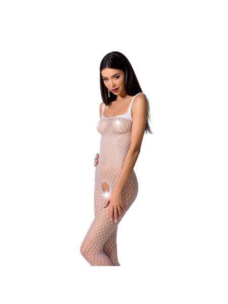 Бодістокінг Passion BS071 white, комбінезон на бретелях