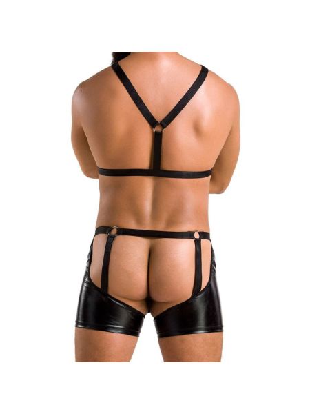 Комплект еротичної чоловічої білизни Passion 047 SET JOHN XXL/XXXL Black, труси, портупея