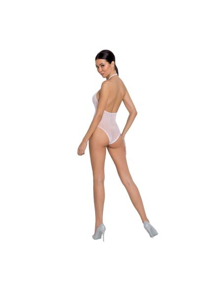 Бодістокінг з декольте Passion BS088 white, імітація корсетної шнурівки