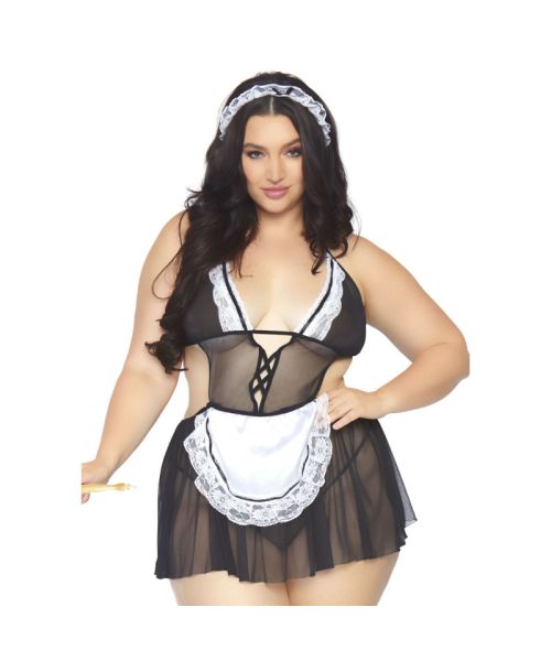 Костюм покоївки Leg Avenue Fantasy French Maid XL/XXL, сукня, трусики, пов’язка