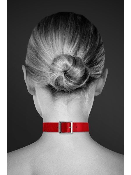 Чокер з кільцем для повідця Bijoux Pour Toi - FETISH Red, екошкіра