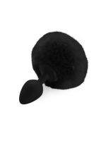 Силіконова анальна пробка М Art of Sex - Silicone Butt plug Rabbit Tail Black, діаметр 3,5 см