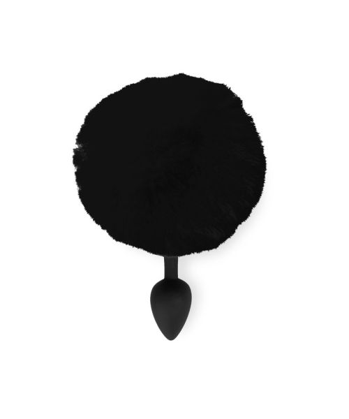 Силіконова анальна пробка М Art of Sex - Silicone Butt plug Rabbit Tail Black, діаметр 3,5 см