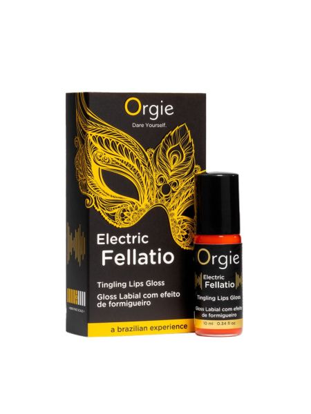Блиск для губ з ефектом вібрації Orgie Electric Fellatio Lips Gloss, 10 мл, смак фруктового асорті