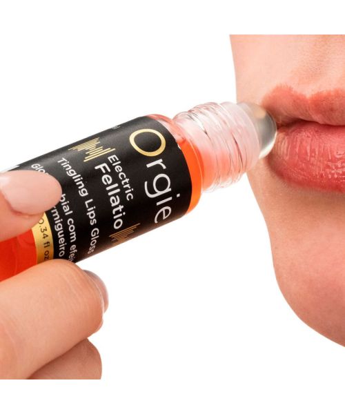 Блиск для губ з ефектом вібрації Orgie Electric Fellatio Lips Gloss, 10 мл, смак фруктового асорті