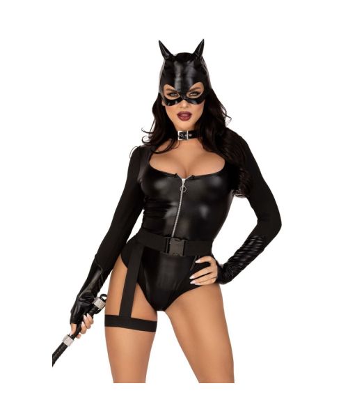 Еротичний костюм кішечки Leg Avenue Fierce Feline M, боді, пояс з підв’язкою, маска кішки