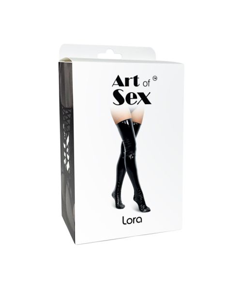 Сексуальні вінілові панчохи Art of Sex - Lora, розмір S, з ефектом голограми