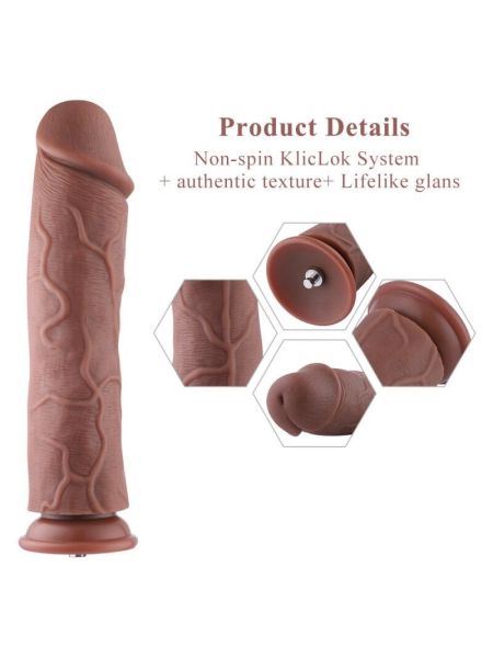 Силіконовий фалоімітатор для секс-машин Hismith 11″ Silicone Dildo, система KlicLok