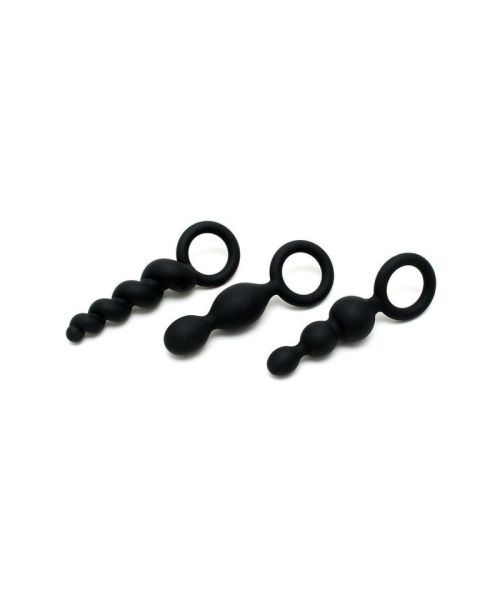Набір анальних іграшок Satisfyer Plug black (set of 3) - Booty Call, макс. діаметр 3 см