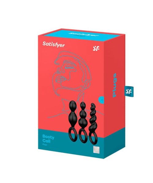 Набір анальних іграшок Satisfyer Plug black (set of 3) - Booty Call, макс. діаметр 3 см