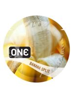 Ароматизований презерватив ONE FlavorWaves Banana Split, 1 шт, жовтий, запах бананового десерту