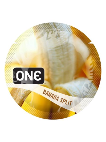Ароматизований презерватив ONE FlavorWaves Banana Split, 1 шт, жовтий, запах бананового десерту